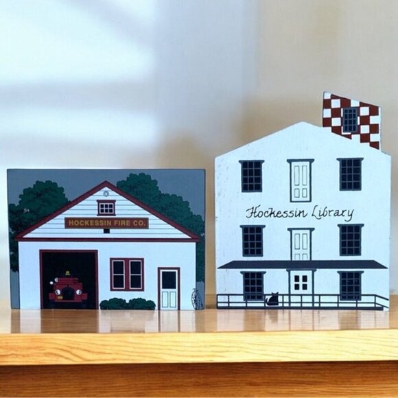 Vintage Other - Delaware Vintage Historic Village of Hockessin Wood Buildings Firehouse Library